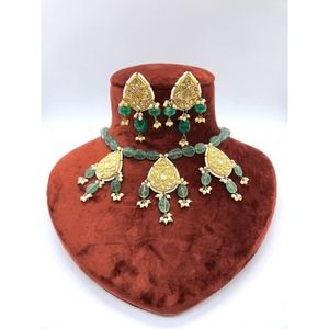 22k Gold Kundan Diamond polki Necklace Set